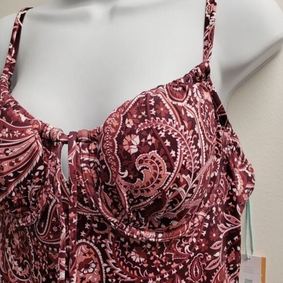 Kona Sol Paisley Print One Piece Swimsuit Size Large 12-14 - Picture 3 of 12